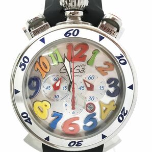 美品 GaGaMILANO ガガミラノ MANUALE 48 マヌアーレ 腕時計 3816 クオーツ コレクション おしゃれ クロノグラフ 電池交換済 動作確認済の画像1