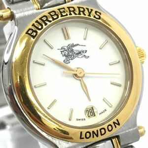 BURBERRYS バーバリー 腕時計 クオーツ アナログ ラウンド アイボリー シルバー ゴールド ウォッチ レディース おしゃれ 箱付 動作確認済み