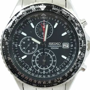 SEIKO セイコー 腕時計 SND253 7T92-0CF0 クオーツ アナログ ラウンド ブラック シルバー クロノグラフ カレンダー 電池交換済 動作確認済