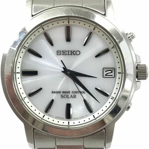 SEIKO セイコー SPIRIT スピリット 腕時計 SBTM167 7B52-0AF0 電波ソーラー アナログ ラウンド ホワイト ヴィンテージ コレクション 動作OK