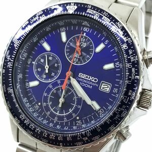 SEIKO セイコー 腕時計 SND255P1 7T92-0CF0 クオーツ アナログ ラウンド ネイビー ブルー シルバー クロノグラフ 10気圧防水 動作確認済み