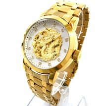 新品 J.HARRISON ジョンハリソン 腕時計 JH-2073GW 自動巻き 手巻き オートマティック アナログ ラウンド ゴールド ホワイト 動作確認済._画像3