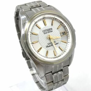 CITIZEN シチズン EXCEED エクシード Eco-Drive エコドライブ 腕時計 H111-T011381 TA 電波ソーラー ラウンド シルバー 箱付 動作確認済みの画像4