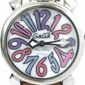 GaGaMILANO ガガミラノ MANUALE 40 マヌアーレ 腕時計 23429 クオーツ アナログ ラウンド シェル ホワイト 箱付 電池交換済み 動作確認済みの画像1