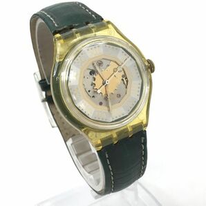 Swatch スウォッチ 腕時計 自動巻き 機械式 オートマティック コレクション コレクター スケルトン イエロー グリーン 個性的 動作確認済の画像3