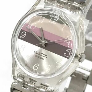 Swatch スウォッチ METALLIC DUNE 腕時計 LK258G クオーツ コレクション おしゃれ ボーダー 可愛い 個性的 アース 電池交換済 動作確認済の画像1