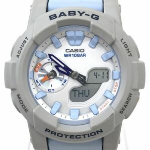 CASIO カシオ Baby-G ベビーG ベイビージー 腕時計 BGA-185-2 クオーツ アナデジ ブルー グレー コレクション 電池交換済 動作OK 巾着付きの画像1