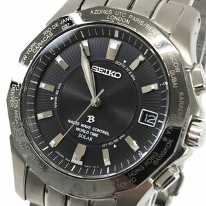 美品 SEIKO セイコー BRIGHTZ ブライツ 腕時計 SAGZ007 電波ソーラー アナログ ブラック チタン カレンダー コレクション 箱付 動作確認済の画像1