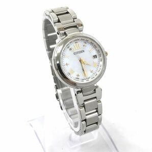 CITIZEN シチズン XC クロスシー Eco-Drive エコドライブ 腕時計 H240-T019072 電波ソーラー シェル カレンダー シルバー おしゃれ 箱付きの画像3