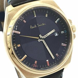 Paul Smith ポールスミス 腕時計 1116-T021786 クオーツ アナログ ラウンド ネイビー ブラウン シンプル 箱付 電池交換済み 動作確認済み