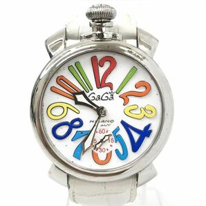GaGaMILANO ガガミラノ MM 48 マヌアーレ 腕時計 N.26153 手巻き アナログ ラウンド ホワイト スモールセコンド コレクション 動作確認済みの画像2