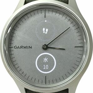 美品 GARMIN ガーミン VIVOMOVE STYLE 腕時計 充電式 Bluetooth スマホリンク シルバー カーキ 樹脂ベルト アルミニウム 充電器付き 箱付きの画像1