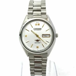 CITIZEN シチズン 腕時計 4-039840 手巻き アナログ ラウンド シルバー ウォッチ デイデイトカレンダー コレクション 21石 動作確認済みの画像2