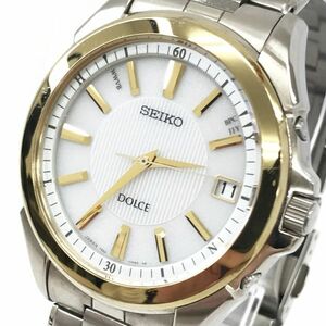 SEIKO セイコー DOLCE ドルチェ 腕時計 7B24-0AG0 電波ソーラー ゴールド シルバー チタン カレンダー コレクション 軽量 軽い 動作確認済