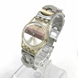 Swatch スウォッチ METALLIC DUNE 腕時計 LK258G クオーツ コレクション おしゃれ ボーダー 可愛い 個性的 アース 電池交換済 動作確認済の画像3