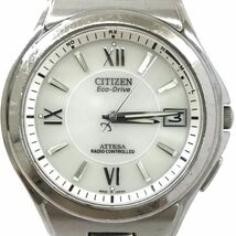 CITIZEN シチズン ATTESA アテッサ Eco-Drive エコドライブ 腕時計 H110-T011331 TA 電波ソーラー ラウンド シルバー TITANIUM 動作確認済_画像1