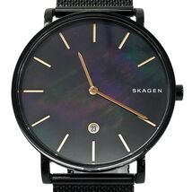 SKAGEN スカーゲン 腕時計 SKW6472 クオーツ アナログ ブラック シェル シンプル コレクション ラウンド 箱付き 電池交換済 動作確認済み_画像1