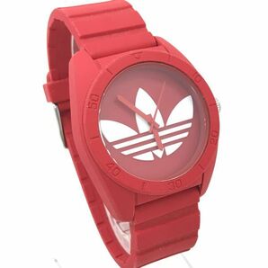 美品 adidas アディダス 腕時計 ADH6168 クオーツ アナログ ラウンド レッド シリコン コレクション ウォッチ 電池交換済み 動作確認済みの画像4