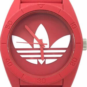 美品 adidas アディダス 腕時計 ADH6168 クオーツ アナログ ラウンド レッド シリコン コレクション ウォッチ 電池交換済み 動作確認済み