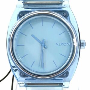  new goods NIXON Nixon THE TIME TELLER Time Teller wristwatch A119 3143-00 quarts hole ro ground blue clear operation verification ending box attaching 