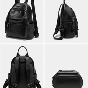 本牛革！◇オールレザーリュック◇ブラック 限定！年中使えるBAG！本革で通気性抜群 軽量！ ユニセックス 2024年夏新作 黒 1円～ 1023zの画像5