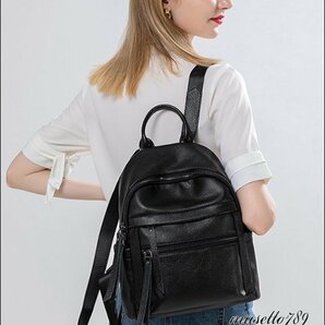 本牛革！◇オールレザーリュック◇ブラック 限定！年中使えるBAG！本革で通気性抜群 軽量！ ユニセックス 2024年夏新作 黒 1円～ 1023zの画像9