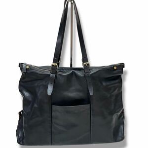 [ beautiful goods ]alfredoBANNISTER Alfredo Bannister all leather business bag tote bag Gold metal fittings bag black 