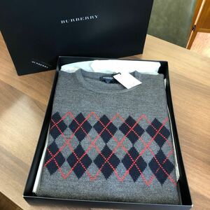 【未使用保管品】BURBERRY LONDON バーバリーロンドン アーガイル柄セーター メンズ◆No6355