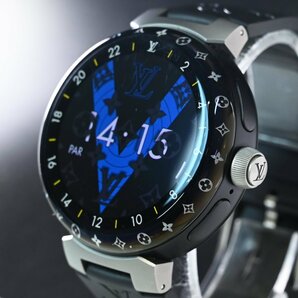 本物 ルイヴィトン 新発売 第三世代 『ライト・アップ』 マットブラック タンブール ホライゾン メンズウォッチ 男性用腕時計 付属品完備の画像4