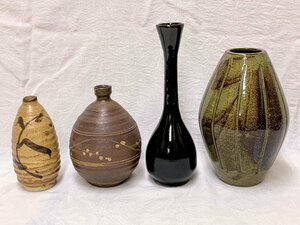 13940/陶器 花瓶 花入 花器 一輪挿し まとめて４点 フラワーベース 華道具 インテリア