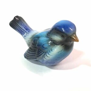 【旧西ドイツ製 ヴィンテージ Goebel ゲーベル】鳥 フィギュリン 置物 青 青い鳥 小鳥 陶器人形