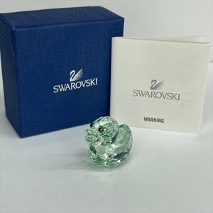 SWAROVSKI スワロフスキー フィギュリン 置物 クリスタルフィギュア アヒル ハッピーダック 緑 グリーン系 箱付き 極美品