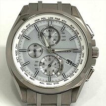 CITIZEN シチズン ATTESA アテッサ AT8040-57E H804-T018696 エコドライブ 電波時計 クロノ チタン メンズ腕時計 ホワイト系文字盤 箱 美品_画像3