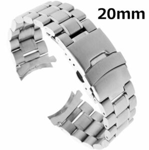  clock belt 20mm silver bow can purity stainless steel push type 