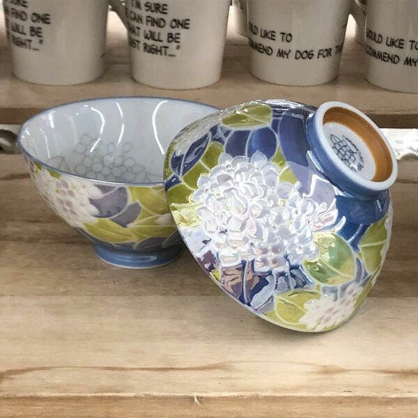 2個セット　美濃焼ご飯茶碗　ラスター茶碗　紫陽花ブルー