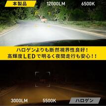 H11 H8 H9 H16 LED ヘッドライト バルブ 高輝度 6000K ホワイト 24000LM 車検対応 IP65防水等級 取付簡単 12V 24V車対応 2個_画像8