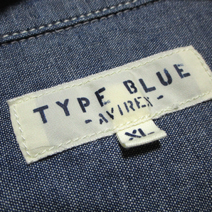 【アヴィレックス】 インディゴシャンブレーシャツ バックプリント サイズXL AIR FORCE TYPE BLUE AVIREX 上野商会の画像6