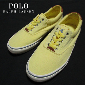 【ラルフローレン】 レザー使い　キャンバスデッキシューズ　ライトイエロー　UK9（27.5cm） スニーカー　POLO Ralph Lauren