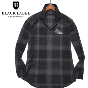 新品 【ブラックレーベル クレストブリッジ】 定価2.7万　CBチェック　長袖シャツ　サイズL　ブラック　BLACK LABEL CRESTBRIDGE