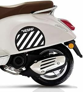 ベスパ(Vespa) サイドボディステッカー 2枚セット バイク 車 アウトドア用 防水加工ステッカー (BK&White