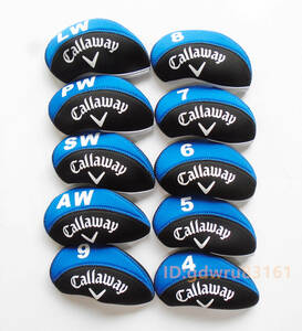 アイアンカバー 着脱らくらく 黒*青 Callaway 10個セット