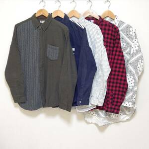 お得!!【まとめ売り】長袖 シャツ 5着 セット ナチュラルストーリー レノマ レイジブルー H&M ブラウニー ペイズリー柄 メンズ L /LS-309j