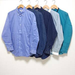 お得!!【まとめ売り】長袖 シャツ 5着 セット UNIQLO ユニクロ GU ジーユー キレイメ ボタンダウン メンズ 大きい サイズ LL /LS-364j