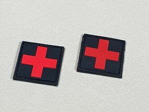 【4枚】赤十字 ワッペン 2P　レッドクロス　ベルクロ　マジックテープ　メディカルポーチ