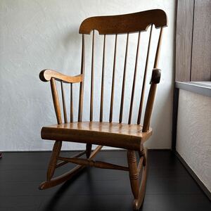 ロッキングチェア 飛騨産業 キツツキ アンティーク 椅子 揺り椅子 木製 割れ有り