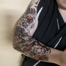 I 品番G TATOOシール タトゥーシール 和柄 和彫り入れ墨シール 腕用入れ墨シール 簡単で長持ち イベントや動画撮影に リアルな刺青シール_画像4