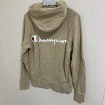 Champion チャンピオン パーカー トレーナー サイズM ワンポイントロゴ ワッペン袖ロゴ ベージュ 古着/T044-16_画像3