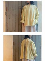 新品　nest robe バックネックリボン 2way ブラウス　リネン　ライトグリーン_画像7