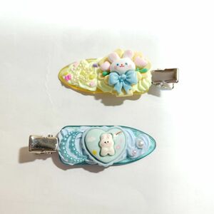 【ハンドメイド】ホイップデコ☆ヘアクリップ2点セット②