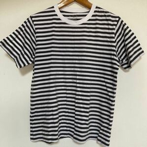 MUJI ボーダーTシャツ 色ダークグレー サイズS オーガニックコットン 洗いざらし 天竺編み 定番 半袖 無印良品の画像1